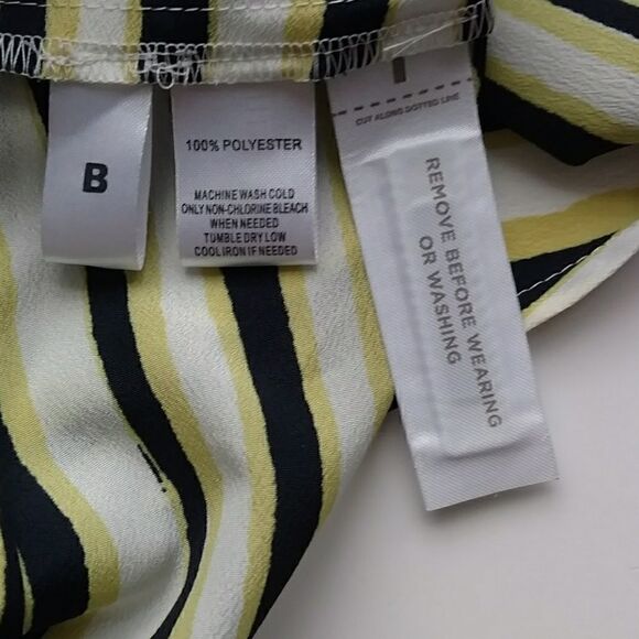 LOFT Striped Shirt Yellow & Black White Stripe Cap Sleeve Top, Size XS - Picture 5 of 8
